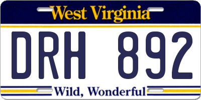 WV license plate DRH892