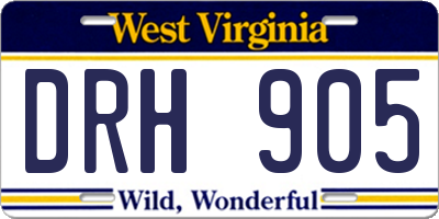 WV license plate DRH905