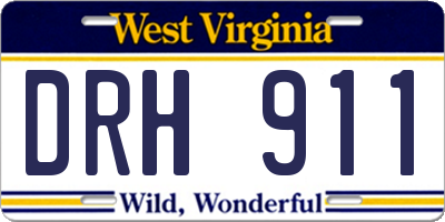 WV license plate DRH911
