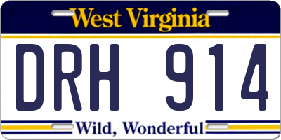 WV license plate DRH914
