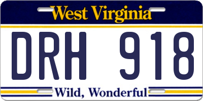 WV license plate DRH918