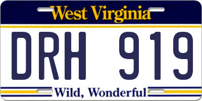 WV license plate DRH919