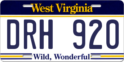 WV license plate DRH920