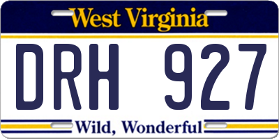 WV license plate DRH927