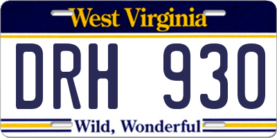 WV license plate DRH930