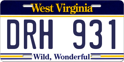 WV license plate DRH931