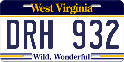 WV license plate DRH932