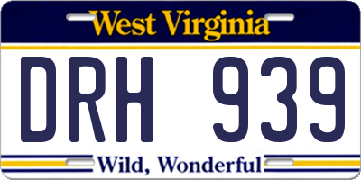 WV license plate DRH939