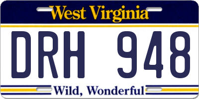 WV license plate DRH948