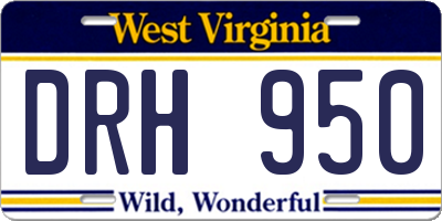 WV license plate DRH950
