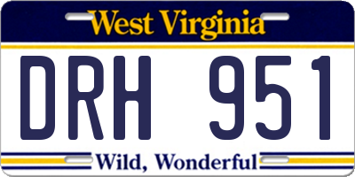 WV license plate DRH951