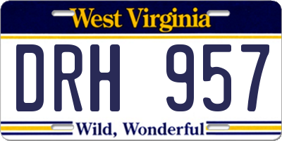 WV license plate DRH957