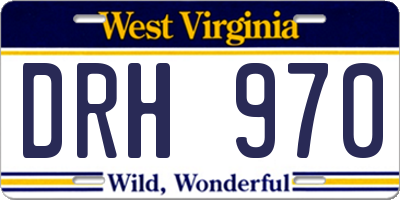 WV license plate DRH970