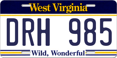 WV license plate DRH985