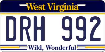 WV license plate DRH992
