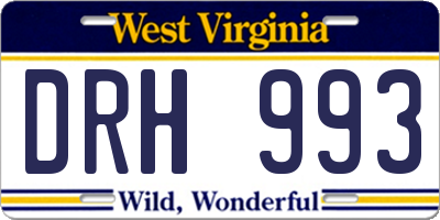 WV license plate DRH993