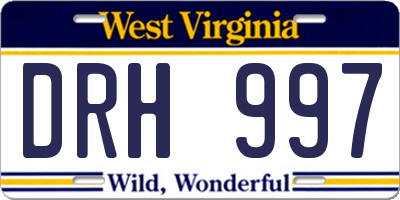 WV license plate DRH997
