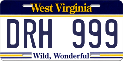 WV license plate DRH999