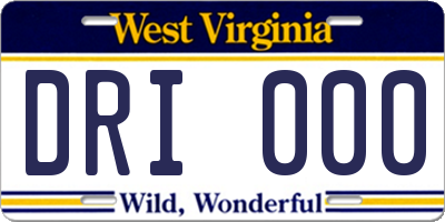 WV license plate DRI000