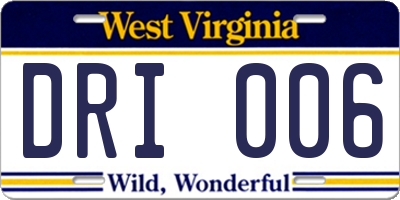 WV license plate DRI006