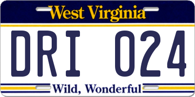 WV license plate DRI024