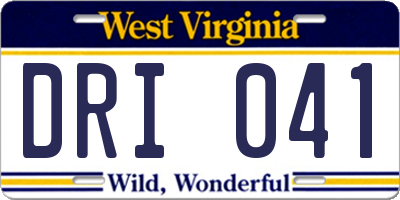 WV license plate DRI041