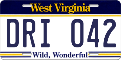 WV license plate DRI042