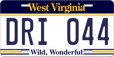 WV license plate DRI044