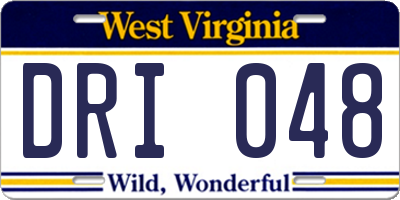 WV license plate DRI048