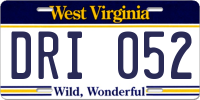 WV license plate DRI052