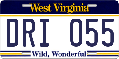 WV license plate DRI055