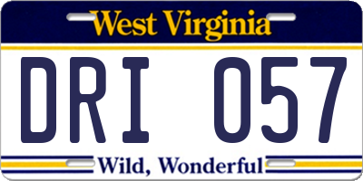 WV license plate DRI057