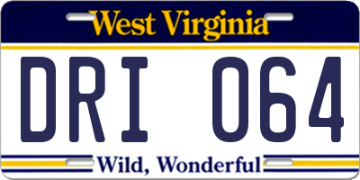 WV license plate DRI064