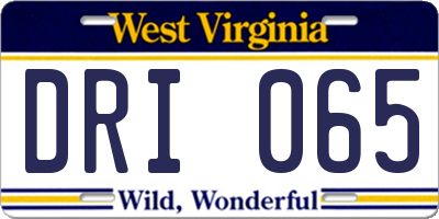WV license plate DRI065