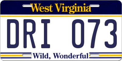 WV license plate DRI073