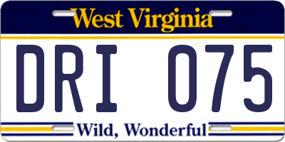 WV license plate DRI075