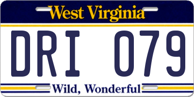 WV license plate DRI079