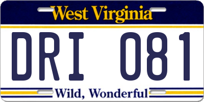 WV license plate DRI081