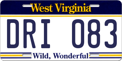 WV license plate DRI083