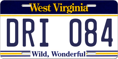 WV license plate DRI084