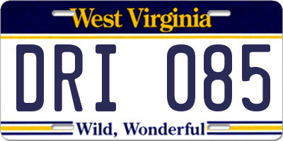 WV license plate DRI085