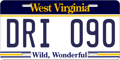 WV license plate DRI090