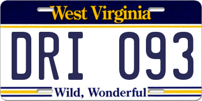 WV license plate DRI093