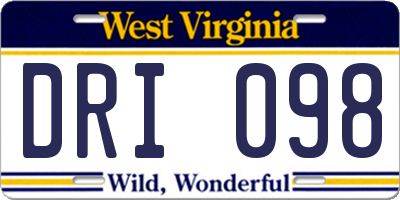 WV license plate DRI098
