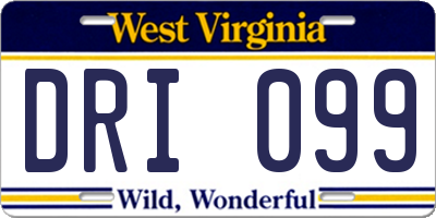 WV license plate DRI099