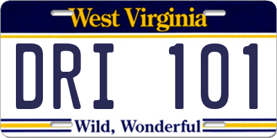 WV license plate DRI101