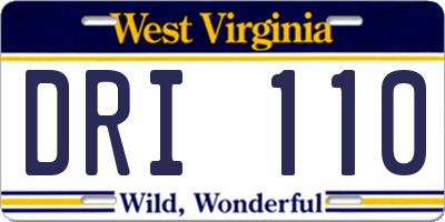 WV license plate DRI110