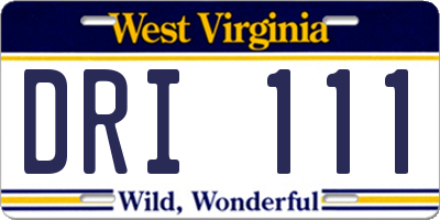WV license plate DRI111