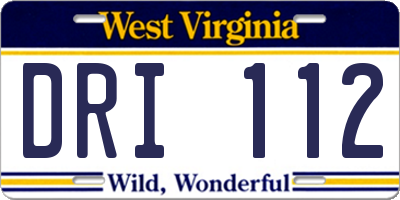WV license plate DRI112