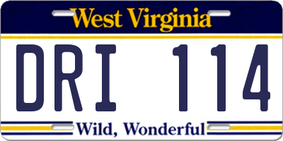 WV license plate DRI114